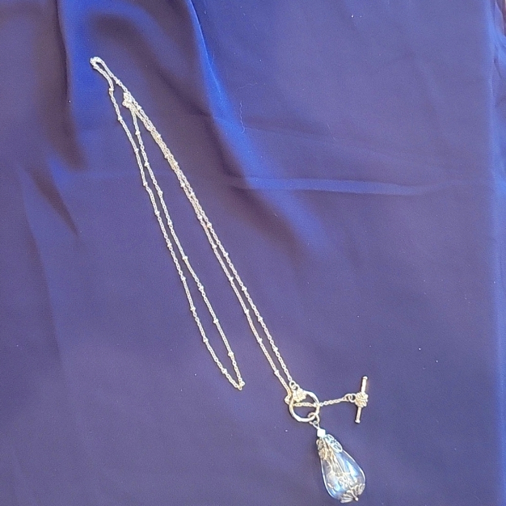 Make a Wish dandelion in blown glass necklace! 28" T- chain - Picture 1 of 13